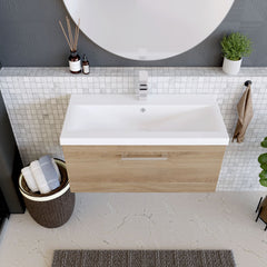 [BFLE3025A] Bramshall Wall Hung 1 Drawer Vanity Unit with Mid-Edge Ceramic Basin 800mm - Lifestyle 2