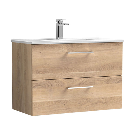 [BFLE3026B] Balterley  Contemporary Bathroom 2 Soft Close Drawer & Minimalist Wall Hung Vanity Unit Basin, Bleached Oak, 800mm - Cutout