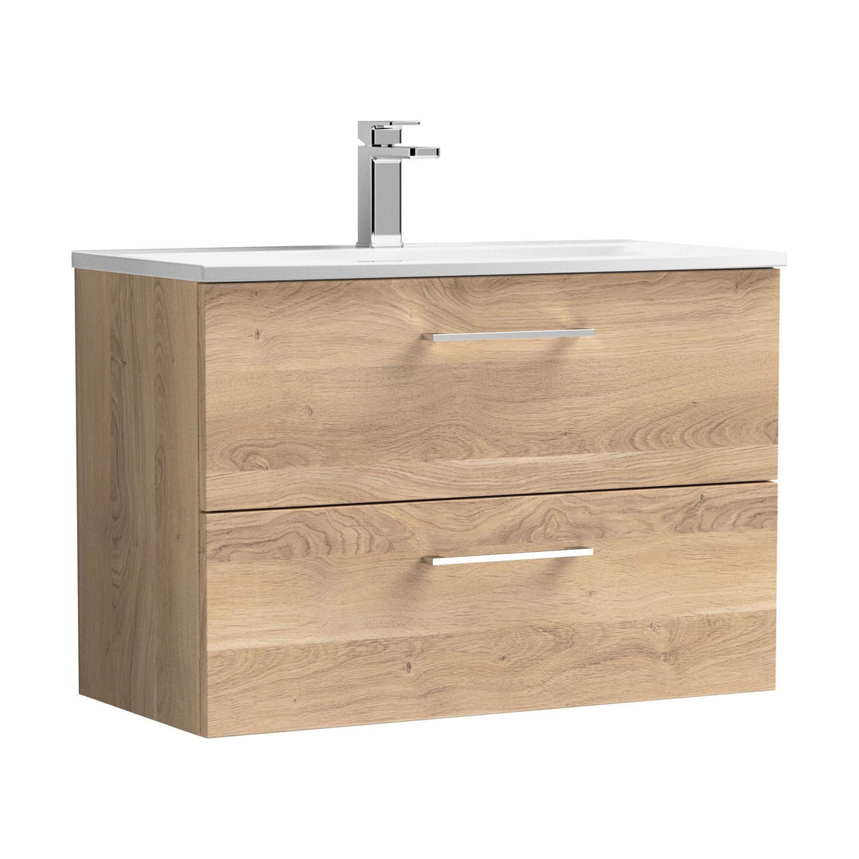 [BFLE3026G] Balterley  Modern Bathroom Wall Hung 2-Drawer Vanity & Basin, Bleached Oak, 800mm - Cutout