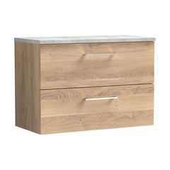 [BFLE3026LBG] Bramshall Contemporary 2 Drawer Wall Hung Vanity Unit with Bellato Grey Laminate Worktop, Choice of Size and Colour - Cutout