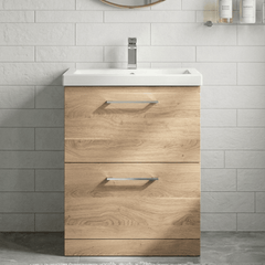 [BFLE3033A] Bramshall Contemporary 2 Drawer Floor Standing Vanity Unit, Choice of Size, Colour and Basin - Silo