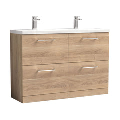 [BFLE3033F2] Balterley Level 1200mm Floor Standing 4 Drawer Vanity Unit with Double Basin, Handles & Overflow for Bathroom Storage Gloss White - Cutout