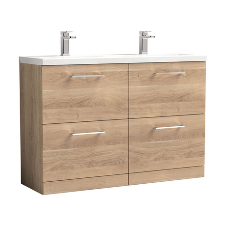 [BFLE3033F2] Balterley Level 1200mm Floor Standing 4 Drawer Vanity Unit with Double Basin, Handles & Overflow for Bathroom Storage Gloss White - Cutout