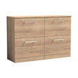 [BFLE3033W2] Balterley Level Modern Bathroom 4 Drawer Floor Standing Vanity Unit with Worktop & Handles, Bleached Oak, 1205 mm - Cutout
