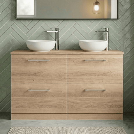 [BFLE3033W2] Bramshall Contemporary 4 Drawer Floor Standing Vanity Unit with Worktop, 1200mm, Choice of Colour - Silo