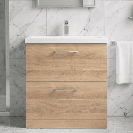 [BFLE3035A] Bramshall Contemporary 2 Drawer Floor Standing Vanity Unit, Choice of Size, Colour and Basin - Silo