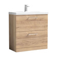 [BFLE3035D] Balterley  Contemporary Bathroom Floor Standing 2-Drawer Vanity & Basin, Bleached Oak, 800mm - Cutout