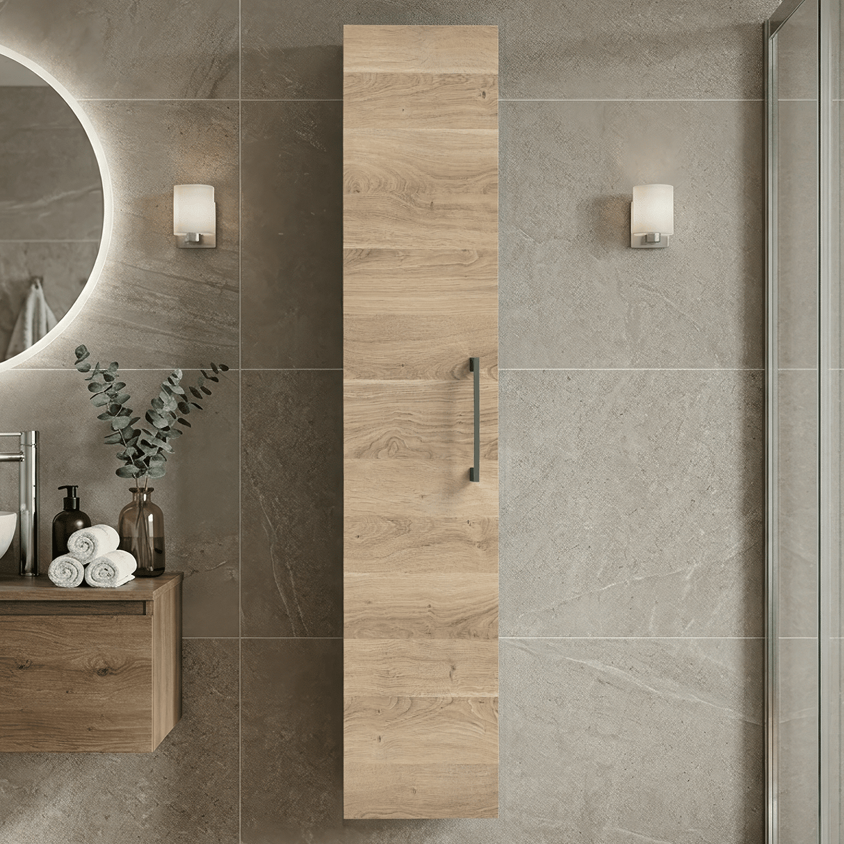 [BFLE3061H716] Bramshall 300mm Wall Hung 1 Door Tall Unit – Choice of Colour and Handle Finish - Silo