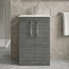 [BFLE501B] Bramshall Contemporary 2 Soft Close Doors Floor Standing Vanity Basin Unit, Choice of Size/Basin Type/Colour - Silo