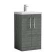 [BFLE501D] Balterley  Contemporary Bathroom Floor Standing 2-Door Vanity & Thin-Edge Basin, Anthracite, 500mm - Cutout