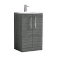 [BFLE501G] Balterley  Modern Bathroom 2 Soft Close Door Floor Standing Vanity & Basin, Anthracite, 500mm - Cutout