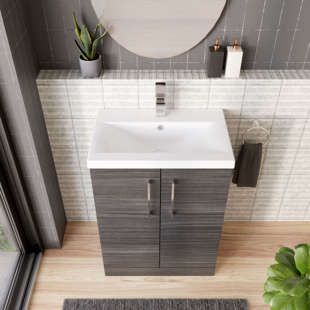 [BFLE503A] Contemporary Floor Standing Vanity Unit with Mid-Edge Basin, Choice of Size - Lifestyle 2