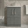 [BFLE503B] Balterley  Contemporary Bathroom 2 Soft Close Door & Minimalist Floor Standing Vanity Unit Basin, Anthracite Woodgrain, 600mm - Silo