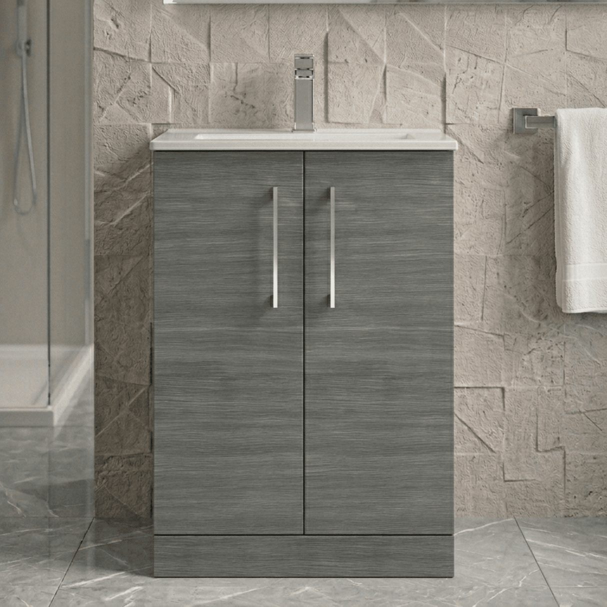 [BFLE503B] Bramshall Contemporary 2 Soft Close Doors Floor Standing Vanity Basin Unit, Choice of Size/Basin Type/Colour - Silo