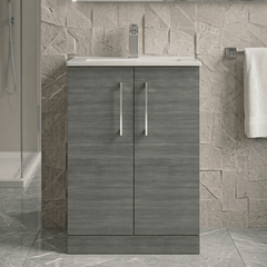 [BFLE503B] Bramshall Contemporary 2 Soft Close Doors Floor Standing Vanity Basin Unit, Choice of Size/Basin Type/Colour - Silo