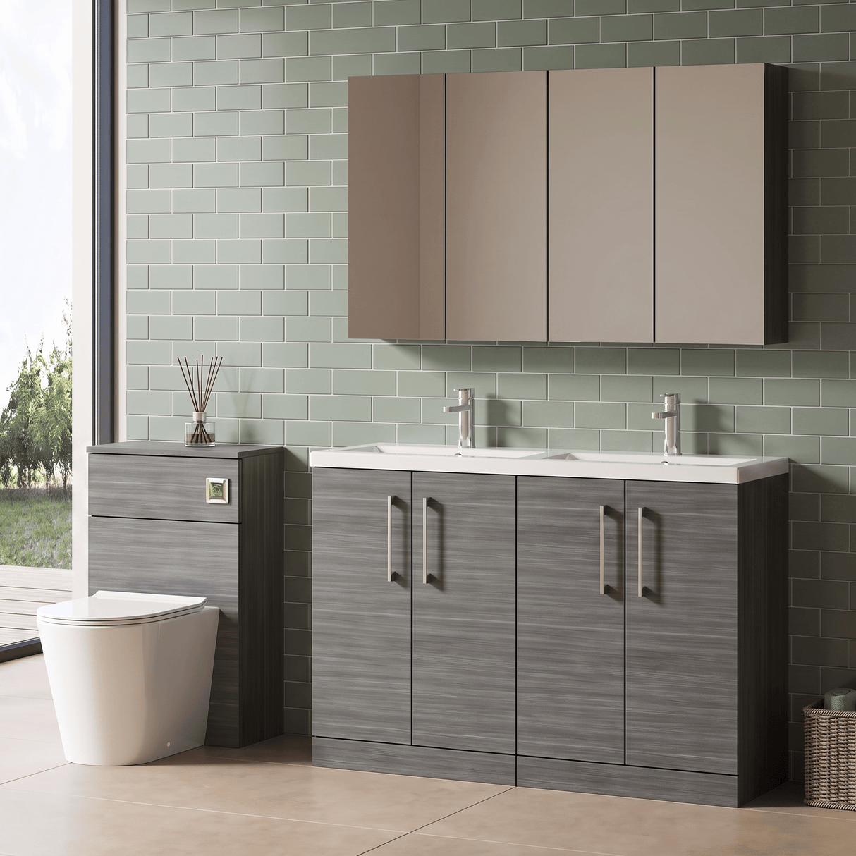 [BFLE503F2] Bramshall Floor Standing 4 Door Vanity Basin Unit - Choice of Colour and Basin Type - Lifestyle 2
