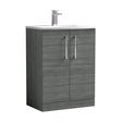 [BFLE503G] Balterley  Modern Bathroom 2 Soft Close Door Floor Standing Vanity & Basin, Anthracite, 600mm - Cutout