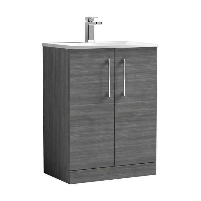 [BFLE503G] Balterley  Modern Bathroom 2 Soft Close Door Floor Standing Vanity & Basin, Anthracite, 600mm - Cutout