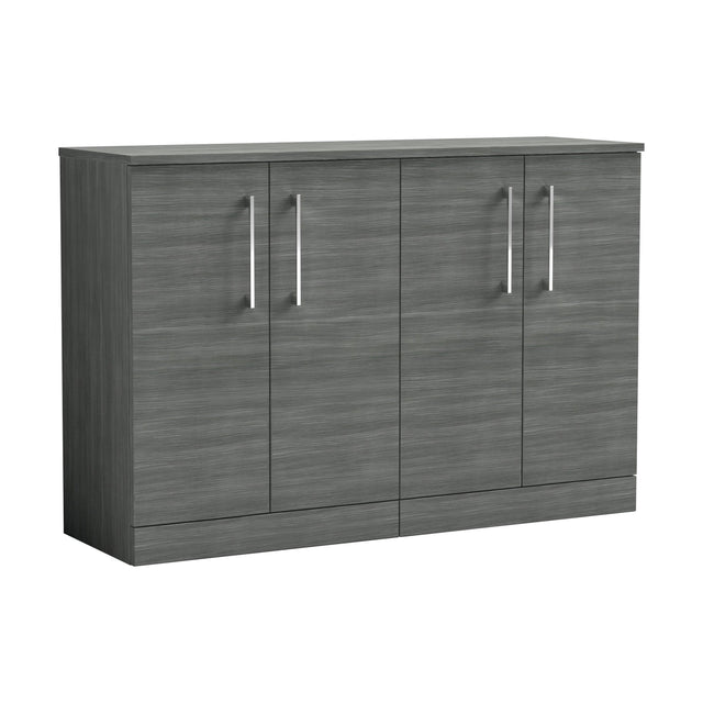[BFLE503W2] Balterley Level Modern Bathroom 2 Door Floor Standing Vanity Unit with Worktop & Handles, Anthracite Woodgrain, 1205 mm - Cutout