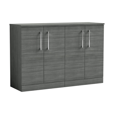 [BFLE503W2] Bramshall Contemporary 4 Door Floor Standing Vanity Unit with Worktop, 1200mm, Choice of Colour - Cutout