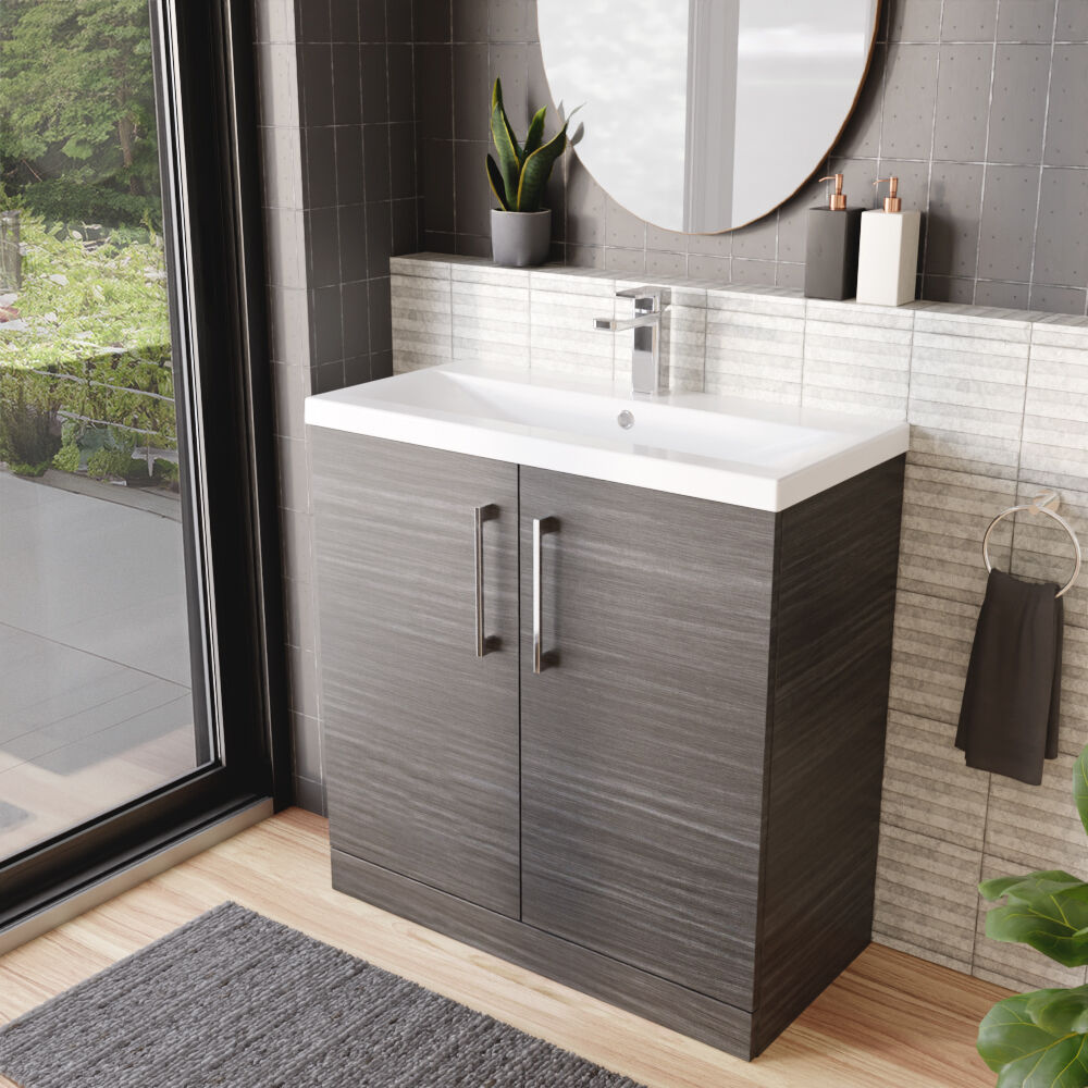 [BFLE505A] Contemporary Floor Standing Vanity Unit with Mid-Edge Basin, Choice of Size - Lifestyle 3