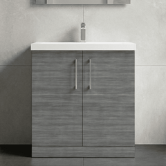 [BFLE505A] Contemporary Floor Standing Vanity Unit with Mid-Edge Basin, Choice of Size - Silo