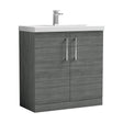 [BFLE505D] Balterley  Contemporary Bathroom Floor Standing 2-Door Vanity & Thin-Edge Basin, Anthracite, 800mm - Cutout