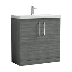 [BFLE505D] Balterley  Contemporary Bathroom Floor Standing 2-Door Vanity & Thin-Edge Basin, Anthracite, 800mm - Cutout