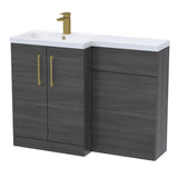 Bathroom Vanity Unit with Basin & WC Unit, Left Hand, 1100mm x 390mm - Choice of Colour