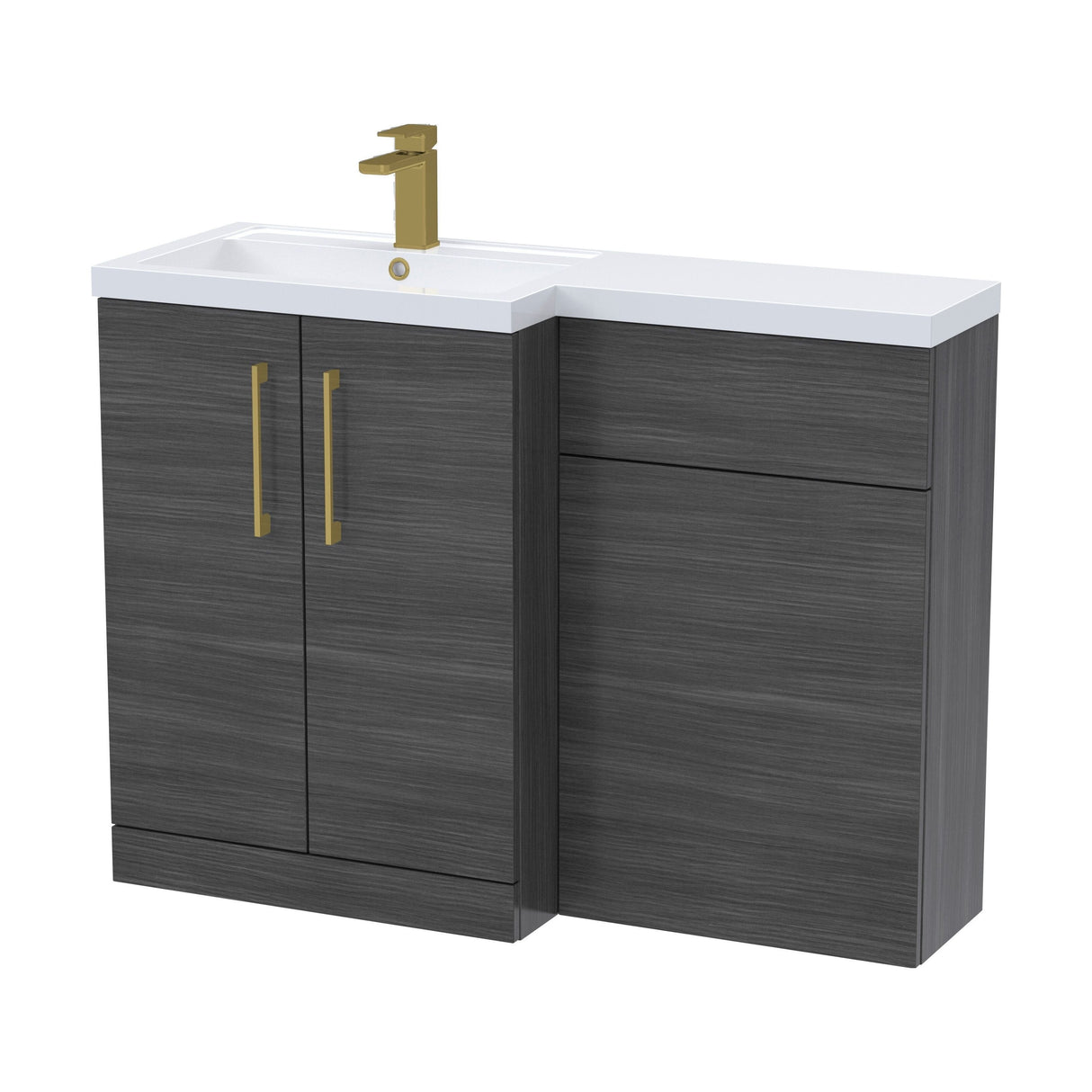 [BFLE511LH017] Bramshall Combination Vanity Unit with Basin & WC, Left Hand, 1100mm x 390mm - Choice of Colour and Handle Finish - Cutout