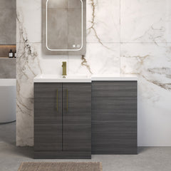[BFLE511LH017] Bramshall Combination Vanity Unit with Basin & WC, Left Hand, 1100mm x 390mm - Choice of Colour and Handle Finish - Lifestyle 1