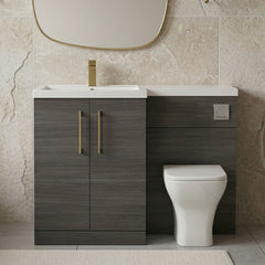 [BFLE511LH017] Bramshall Combination Vanity Unit with Basin & WC, Left Hand, 1100mm x 390mm - Choice of Colour and Handle Finish - Silo