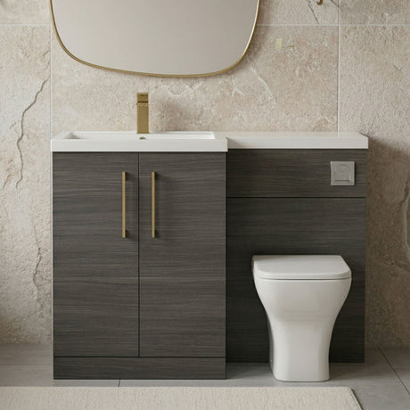 [BFLE511LH017] Bramshall Combination Vanity Unit with Basin & WC, Left Hand, 1100mm x 390mm - Choice of Colour and Handle Finish - Silo