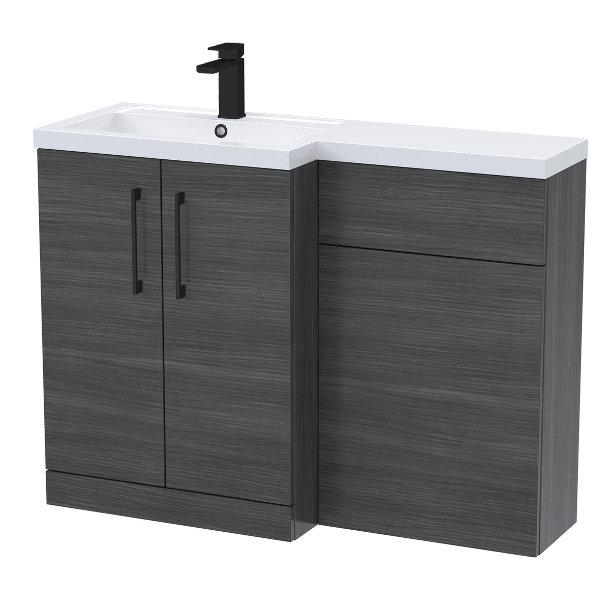 Bathroom Vanity Unit with Basin & WC Unit, Left Hand, 1100mm x 390mm - Choice of Colour