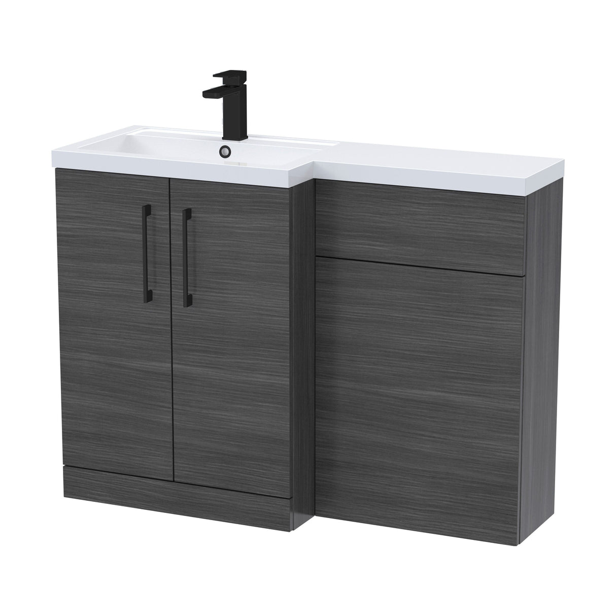 [BFLE511LH018] Bramshall Combination Vanity Unit with Basin & WC, Left Hand, 1100mm x 390mm - Choice of Colour and Handle Finish - Cutout