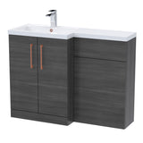 Bathroom Vanity Unit with Basin & WC Unit, Left Hand, 1100mm x 390mm - Choice of Colour