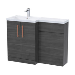 [BFLE511LH019] Bramshall Combination Vanity Unit with Basin & WC, Left Hand, 1100mm x 390mm - Choice of Colour and Handle Finish - Cutout