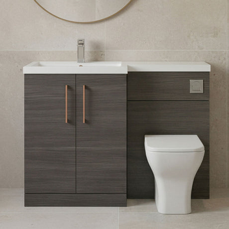 [BFLE511LH019] Bramshall Combination Vanity Unit with Basin & WC, Left Hand, 1100mm x 390mm - Choice of Colour and Handle Finish - Silo