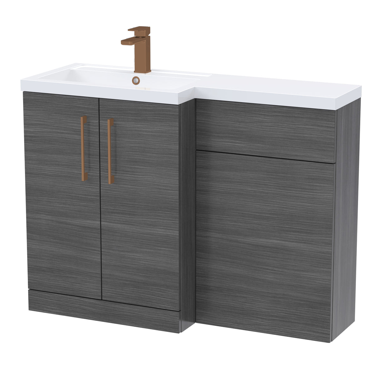 Bathroom Vanity Unit with Basin & WC Unit, Left Hand, 1100mm x 390mm - Choice of Colour