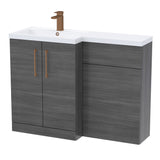 Bathroom Vanity Unit with Basin & WC Unit, Left Hand, 1100mm x 390mm - Choice of Colour