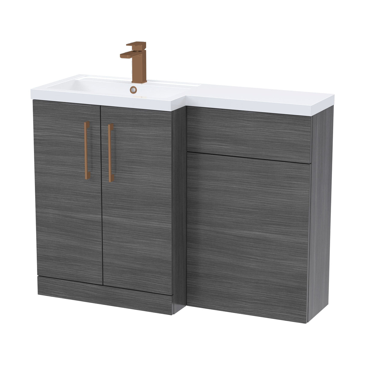 [BFLE511LH1516] Bramshall Combination Vanity Unit with Basin & WC, Left Hand, 1100mm x 390mm - Choice of Colour and Handle Finish - Cutout