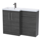 Bathroom Vanity Unit with Basin & WC Unit, Left Hand, 1100mm x 390mm - Choice of Colour