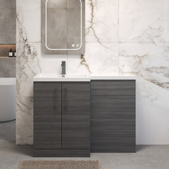 [BFLE511LH716] Bramshall Combination Vanity Unit with Basin & WC, Left Hand, 1100mm x 390mm - Choice of Colour and Handle Finish - Lifestyle 1