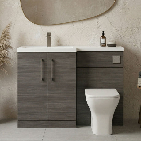 [BFLE511LH716] Bramshall Combination Vanity Unit with Basin & WC, Left Hand, 1100mm x 390mm - Choice of Colour and Handle Finish - Silo