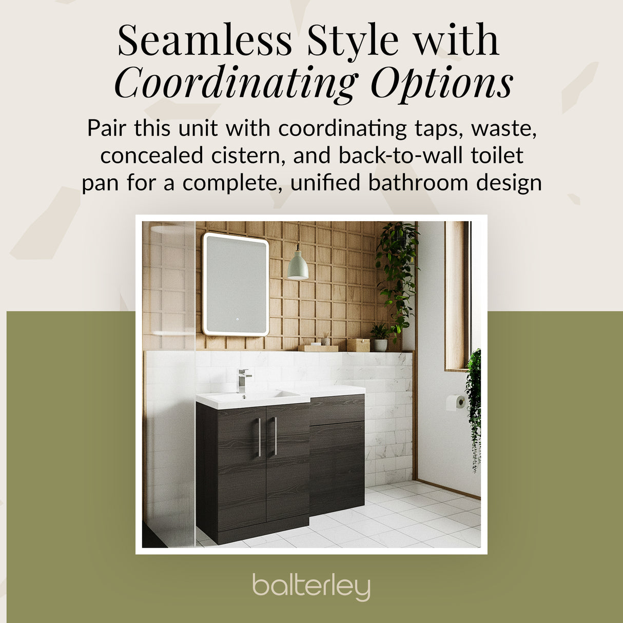 Bathroom Vanity Unit with Basin & WC Unit, Left Hand, 1100mm x 390mm - Choice of Colour