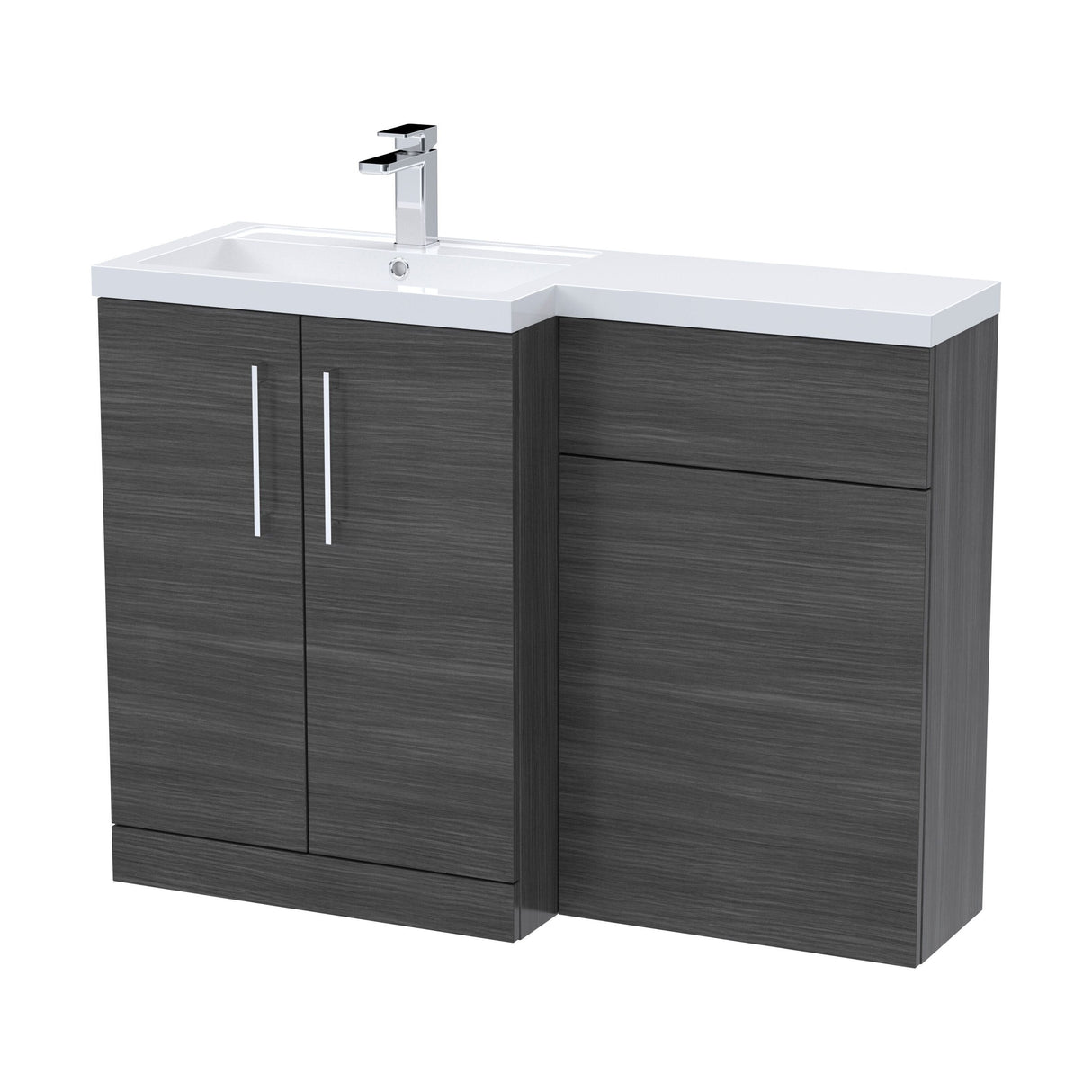 [BFLE511L] Bramshall Combination Vanity Unit with Basin & WC, Left Hand, 1100mm x 390mm - Choice of Colour and Handle Finish - Cutout