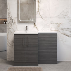 [BFLE511L] Bramshall Combination Vanity Unit with Basin & WC, Left Hand, 1100mm x 390mm - Choice of Colour and Handle Finish - Lifestyle 1