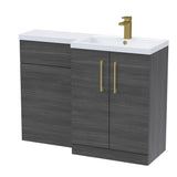 Bathroom Vanity Unit with Basin & WC, Right Hand, 1100mm x 390mm - Choice of Colour