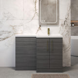Bramshall Combination Vanity Unit with Basin & WC, Right Hand, 1100mm x 390mm - Choice of Colour and Handle Finish