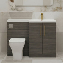 [BFLE511RH017] Bramshall Combination Vanity Unit with Basin & WC, Right Hand, 1100mm x 390mm - Choice of Colour and Handle Finish - Silo